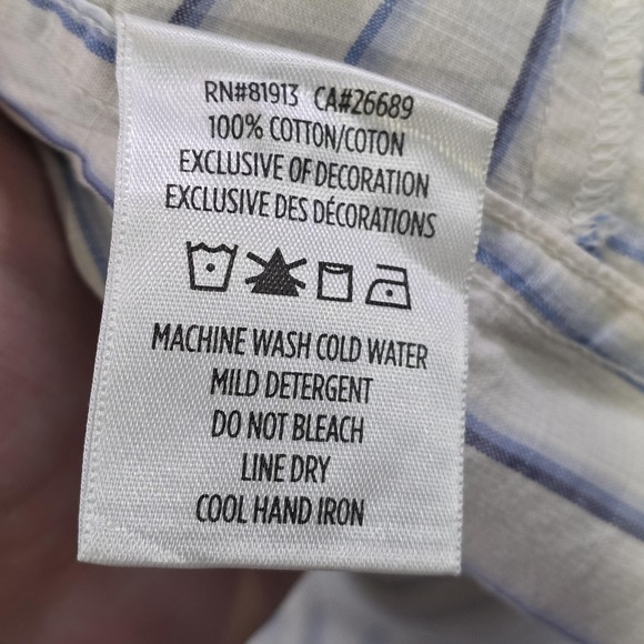 Robert Graham Shirt Mens Medium White Blue Striped Short Sleeve Button Up Cotton - Picture 12 of 15